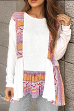 Load image into Gallery viewer, Aztec Print Patchwork Ruffled Tunic Long Sleeve Babydoll Top
