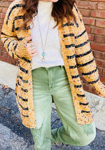 Load image into Gallery viewer, Striped Pom Pom Knit Open Front Long Cardigan
