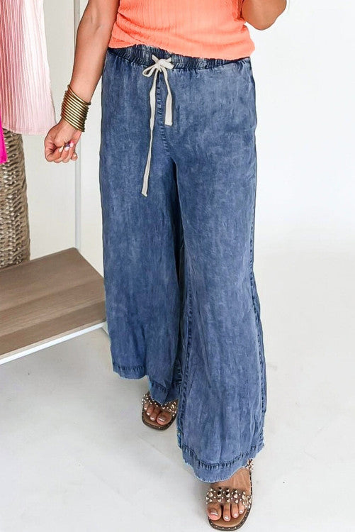 Plus Size Drawstring High Waist Straight Leg Jeans