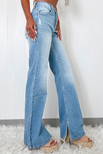 Load image into Gallery viewer, High Rise Shift Slit Leg Straight Jeans
