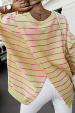 Load image into Gallery viewer, Stripe Stylish Overlap Detail Drop Shoulder Pullover Sweatshirt
