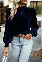Load image into Gallery viewer, Mock Neck Puff Sleeve Velvet Blouse
