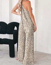Load image into Gallery viewer, Leopard Print Wide Leg Spaghetti Straps Jumpsuit
