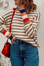 Load image into Gallery viewer, Stripe Colorblock Bishop Sleeve Turtleneck Sweater
