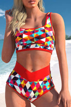 Load image into Gallery viewer, 2pcs Geometric Print Notch High Waisted Bikini
