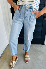 Load image into Gallery viewer, High Rise Barrel Relaxed Patch Pocket Jeans
