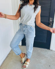 Load image into Gallery viewer, High Rise Barrel Relaxed Patch Pocket Jeans
