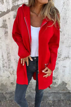 Load image into Gallery viewer, Firey Red Casual Zip up Hooded Coat
