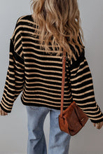 Load image into Gallery viewer, Stripe Drop Shoulder Round Neck Loose Sweater
