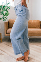 Load image into Gallery viewer, Button up Pinstripe Wide Leg Jeans
