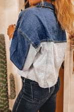 Load image into Gallery viewer, Color Block Patchwork Flap Detail Distress Denim Jacket

