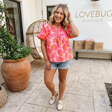 Load image into Gallery viewer, Short Bubble Sleeve Summer Floral Blouse
