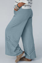 Load image into Gallery viewer, Dusty Blue Lace Patched High Waist Wide Leg Pants
