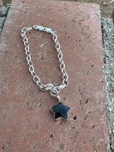 Load image into Gallery viewer, Sterling silver &amp; onyx star charm
