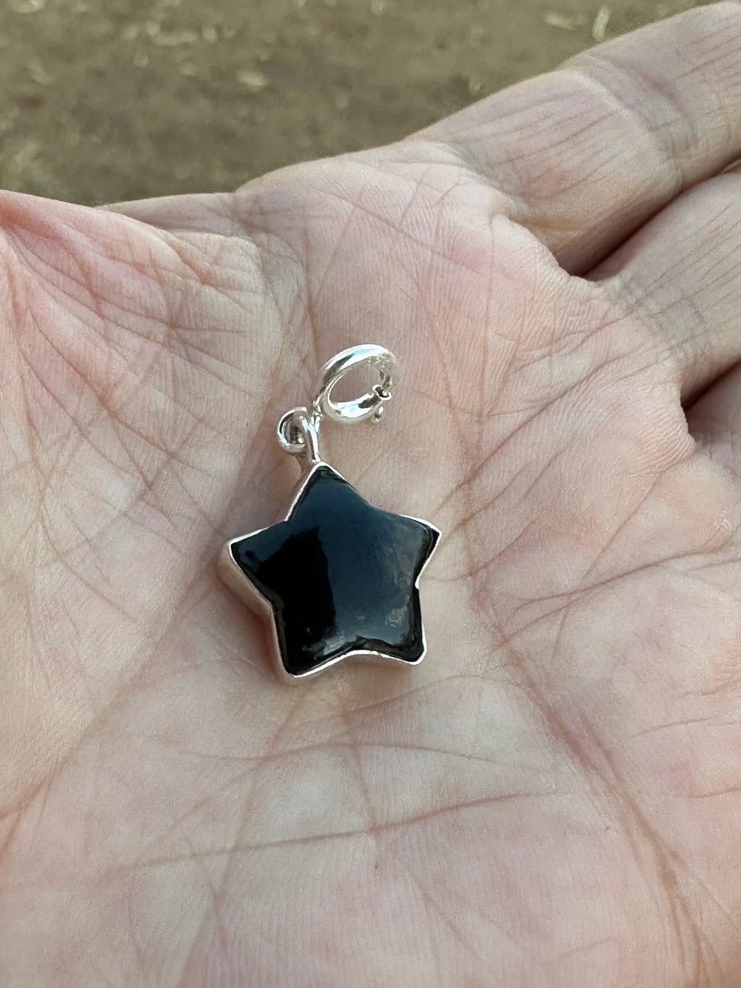 Sterling silver & onyx star charm