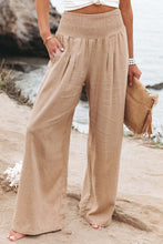 Load image into Gallery viewer, Smocked Wide Waistband High Waist Wide Leg Pants
