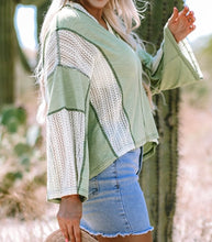 Load image into Gallery viewer, Crochet Detail Exposed Seam High Low Loose Top
