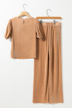 Load image into Gallery viewer, Pleated Bubble Sleeve Top and Wide Leg Pants Set
