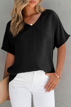 Load image into Gallery viewer, Solid V Neck Short Sleeve Blouse
