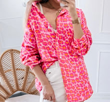 Load image into Gallery viewer, Rose Leopard Printed Button Up Loose Shirt
