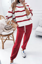 Load image into Gallery viewer, Striped Drop Shoulder Pullover and Jogger Pants Set
