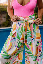 Load image into Gallery viewer, Tropical Leafy Print Belted Wide Leg Pants
