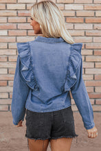 Load image into Gallery viewer, Denim Ruffled Casual Top
