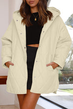 Load image into Gallery viewer, Neutral Snap Button Hooded Puffer Jacket
