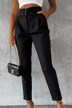 Load image into Gallery viewer, Black Button High Waist Tapered Pants
