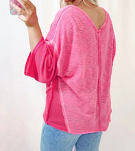 Load image into Gallery viewer, Contrast Patchwork 3/4 Sleeve V Neck Loose Blouse
