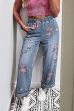 Load image into Gallery viewer, Floral Print Elastic Waist Pull On Casual Jeans
