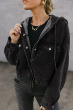 Load image into Gallery viewer, Big Chest Pocket Drop Shoulder Hooded Denim Jacket
