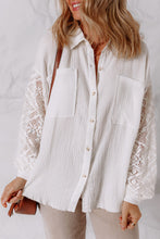 Load image into Gallery viewer, Gauze Lace Patchwork Long Sleeve Shirt
