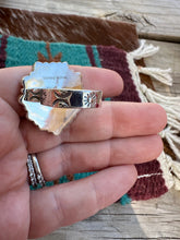 Load image into Gallery viewer, HANDMADE STERLING SILVER GOLDEN HILLS TURQUOISE, PINK DREAM MOJAVE ADJUSTABLE HEART RING
