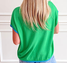 Load image into Gallery viewer, Contrast Trim Round Neck Short Sleeve Loose Knit Sweater
