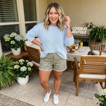Load image into Gallery viewer, Raw Edge Leopard Print Denim Shorts
