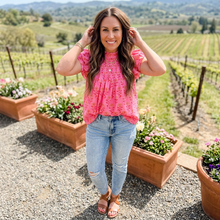 Load image into Gallery viewer, Floral Print Pleated Ruffled Flutter Sleeve Blouse
