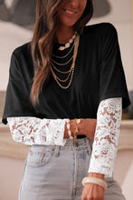 Load image into Gallery viewer, Lace Long Sleeve Insert Drop Shoulder Tee
