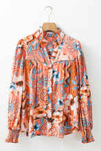 Load image into Gallery viewer, Floral Print Shirred Cuff Buttoned Loose Shirt
