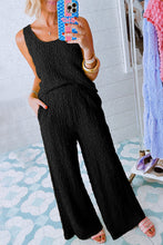 Load image into Gallery viewer, Crinkled U Neck Tank Top and Wide Leg Pants Set
