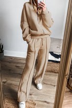 Load image into Gallery viewer, Solid Seamed Zipper Jacket and Drawstring Waist Pants Set
