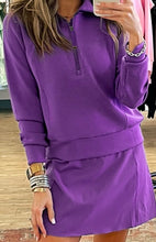 Load image into Gallery viewer, Half Zip Sporty Pullover Mini Skirt 2pcs Outfit
