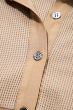 Load image into Gallery viewer, Waffle Patchwork Button Up Frayed Hem Shirt
