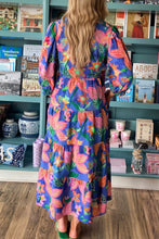 Load image into Gallery viewer, Floral Print 3/4 Sleeve V Neck Tiered Long Dress
