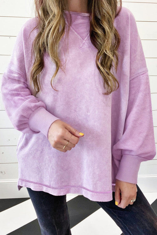 Mineral Wash Drop Shoulder Pullover Sweatshirt