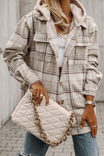 Load image into Gallery viewer, Plaid Removable Hood Buttoned Shacket
