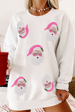 Load image into Gallery viewer, Ribbed Sequin Santa Claus Graphic Christmas Sweatshirt
