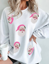 Load image into Gallery viewer, Ribbed Sequin Santa Claus Graphic Christmas Sweatshirt
