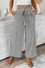 Load image into Gallery viewer, Small INSTOCK Stripe Tied High Waist Loose Straight Casual Pants
