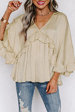 Load image into Gallery viewer, Draped Batwing Sleeve Ruffle Top

